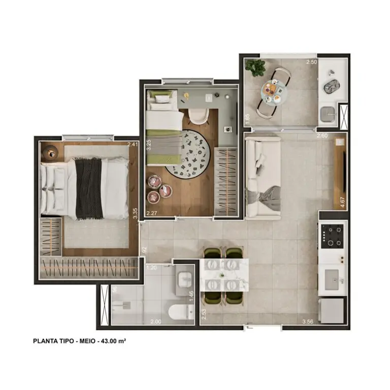 arqpix planta tipo 2 meio 43m